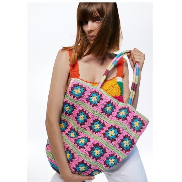Zara Handbags - NWT ZARA Patchwork Straw Tote Bag